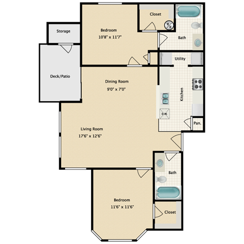 Little Tuscany Apartments D'Lusso Two Bedroom Floor Plan
